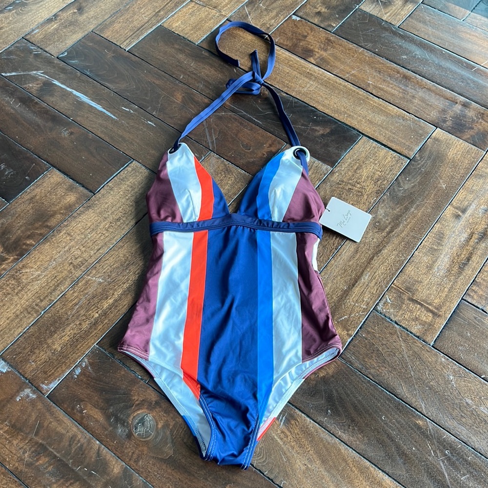 Mei al’ange  New York size small multi stripe one piece swimwear